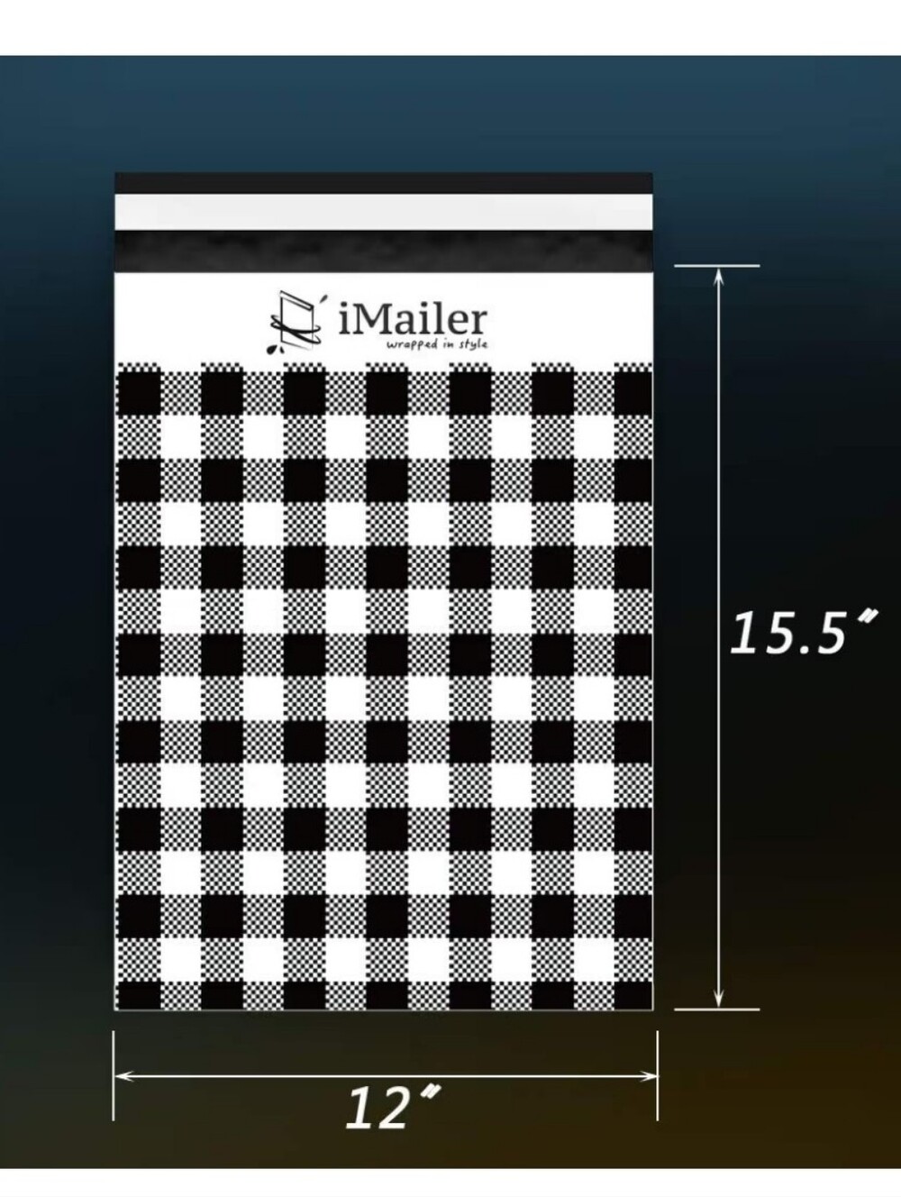 Gingham polymailer 12*15.5... Qty Of 15